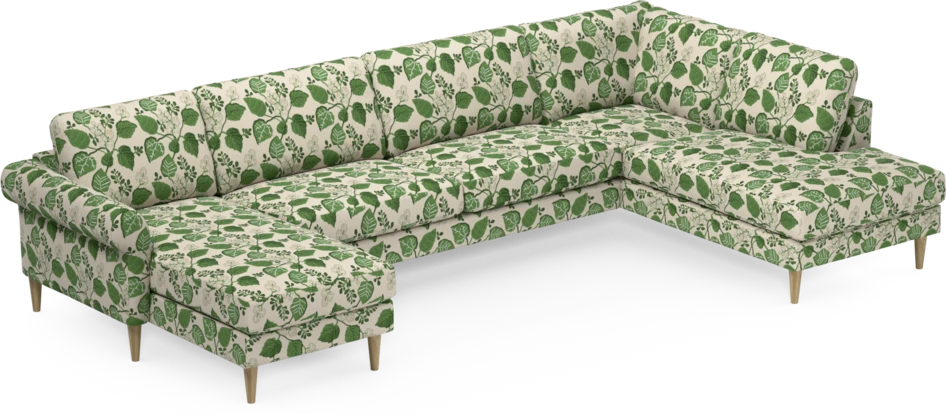 Bridge - 3-sits soffa med schäslong vänster och divan höger - Grön