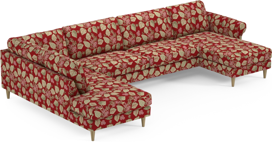 Bridge - 3-sits soffa med divan vänster och schäslong höger - Röd