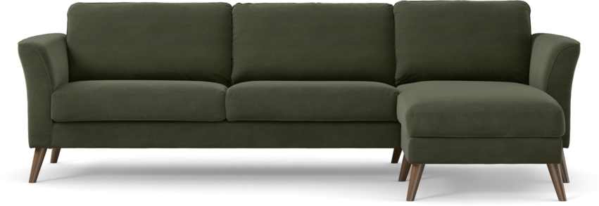 Bridge - 3-sits soffa med schäslong höger - Grön