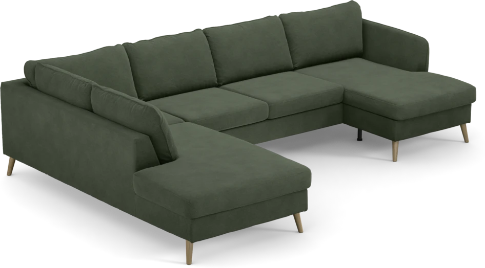 County - 3-sits soffa med divan vänster och schäslong höger - Grön