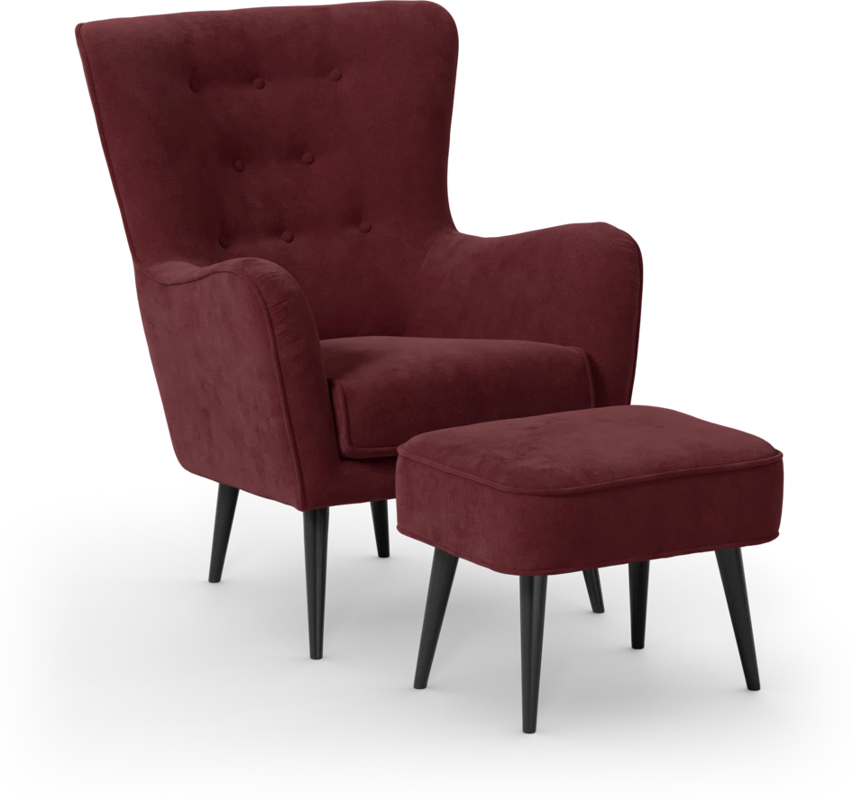 Cordelia - Fåtölj med fotpall - Rosa