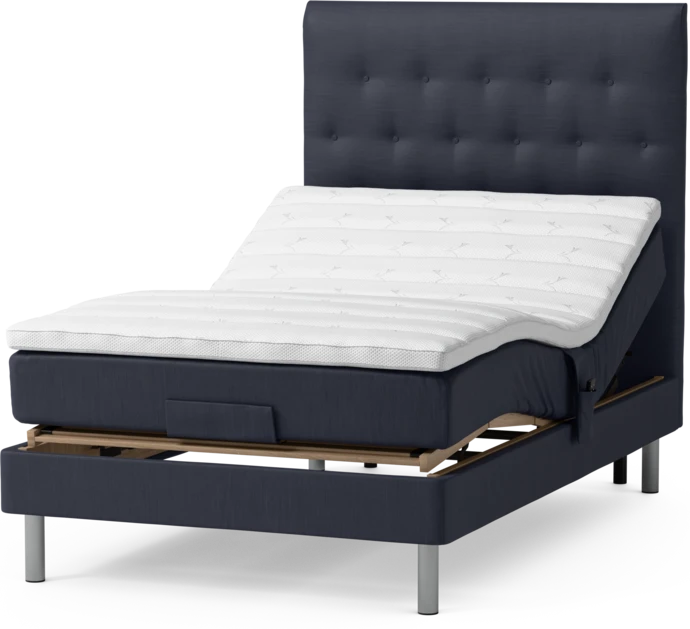 Roma Family, Ställbar säng, enkelsäng med bäddmadrass och sänggavel pikerad, B 90-120