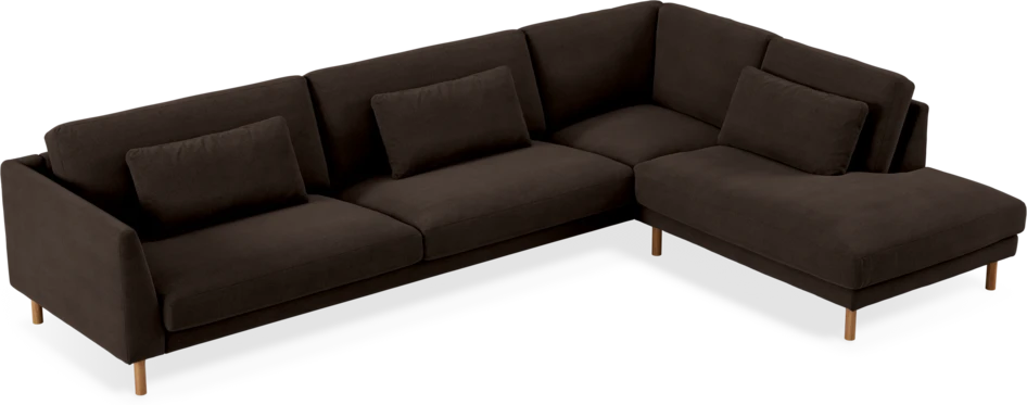 Willow - 4-sits soffa med divan höger, fast klädsel - Brun