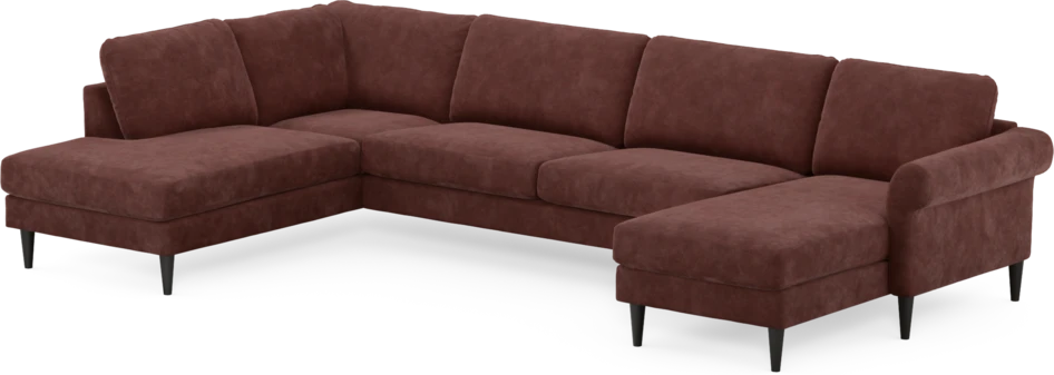 Bridge - 3-sits soffa med divan vänster och schäslong höger - Röd