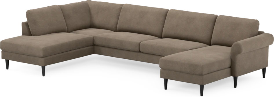Bridge - 3-sits soffa med divan vänster och schäslong höger - Brun