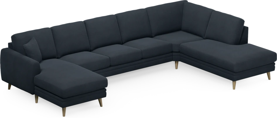 Eden - 3-sits soffa med schäslong vänster och divan höger - Blå