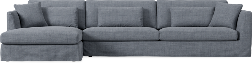 Willow - 4-sits soffa med schäslong vänster, med kappa - Blå