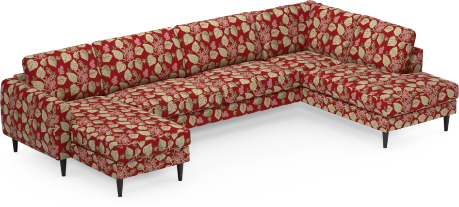 Bridge - 3-sits soffa med schäslong vänster och divan höger - Röd