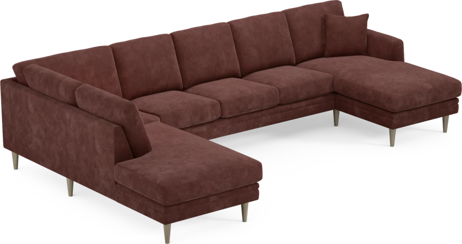 Eden - 3-sits soffa med divan vänster och schäslong höger - Röd