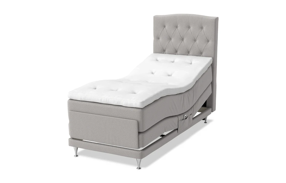 Dream Delux - Ställbar säng, enkelsäng med bäddmadrass Sleep Delux vit - Grå