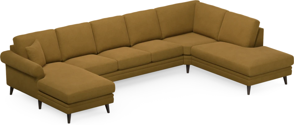 Eden - 3-sits soffa med schäslong vänster och divan höger - Gul