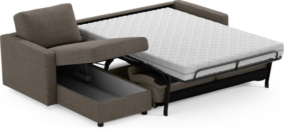 Lindö - Bäddsoffa 2,5-sits med schäslong, vändbar - Brun