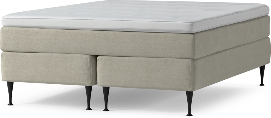Delux Sense - Kontinentalsäng, dubbelsäng med bäddmadrass och sängben - Beige