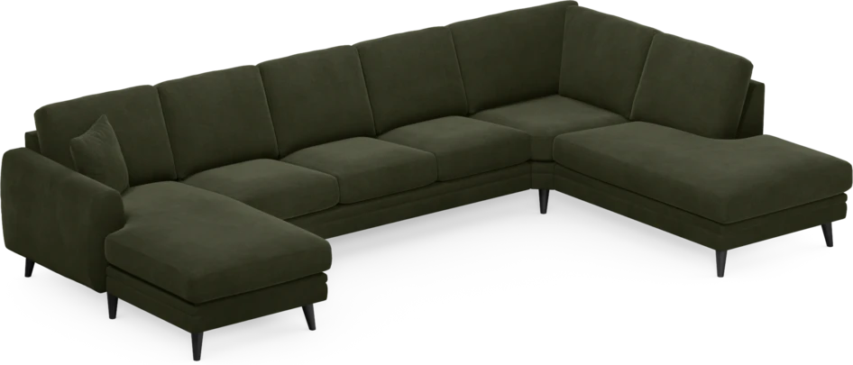 Eden - 3-sits soffa med schäslong vänster och divan höger - Grön