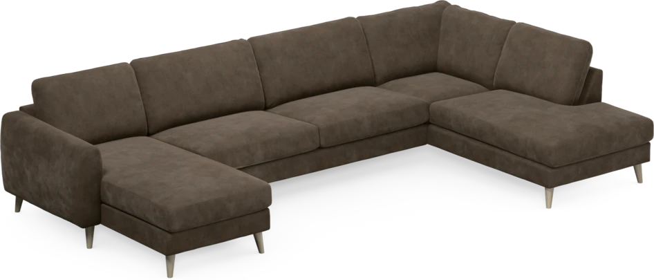 Bridge - 3-sits soffa med schäslong vänster och divan höger - Brun