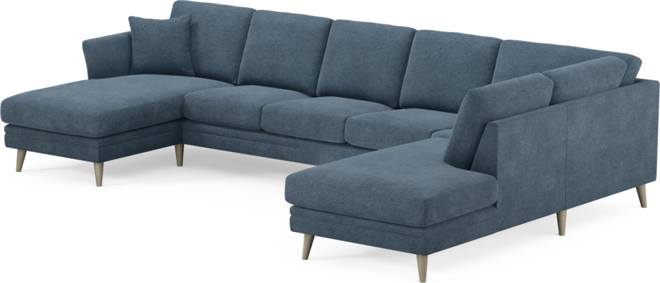 Eden - 3-sits soffa med schäslong vänster och divan höger - Blå