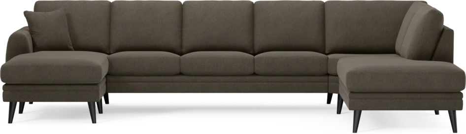 Eden - 3-sits soffa med schäslong vänster och divan höger - Brun
