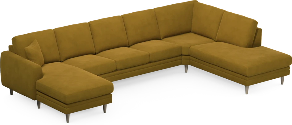 Eden - 3-sits soffa med schäslong vänster och divan höger - Gul