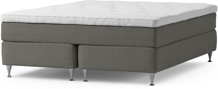 Delux Sense - Kontinentalsäng, dubbelsäng med bäddmadrass och sängben - Grå