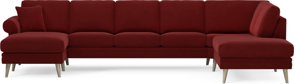 Eden - 3-sits soffa med schäslong vänster och divan höger - Röd