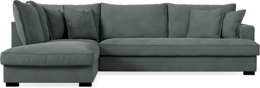 Mila - 3-sits soffa med divan vänster, hel dyna - Grå