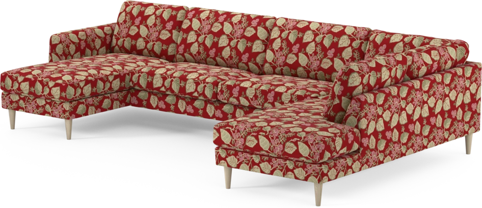 Bridge - 3-sits soffa med schäslong vänster och divan höger - Röd