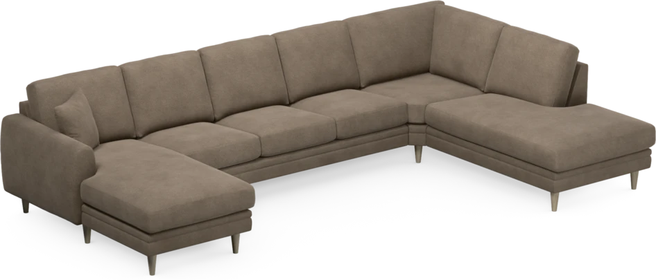 Eden - 3-sits soffa med schäslong vänster och divan höger - Brun
