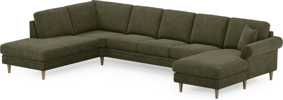 Eden - 3-sits soffa med divan vänster och schäslong höger - Grön
