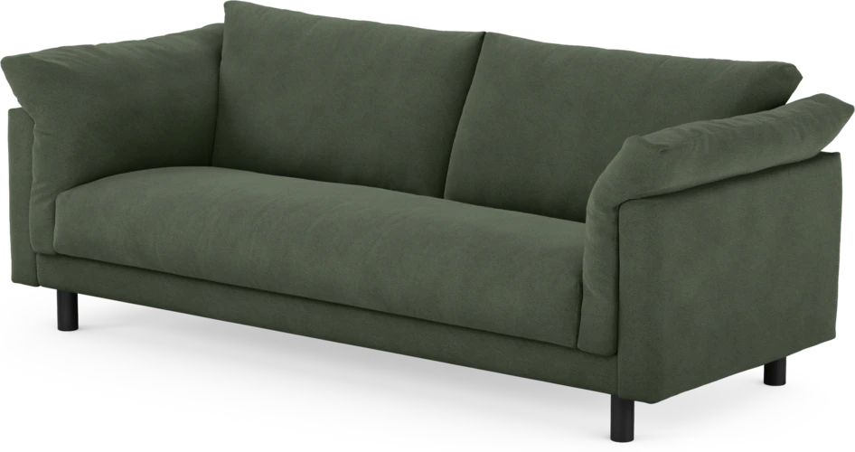 Cherrie - 3-sits soffa, hel dyna, fast klädsel - Grön