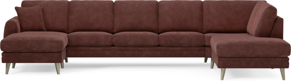 Eden - 3-sits soffa med schäslong vänster och divan höger - Röd