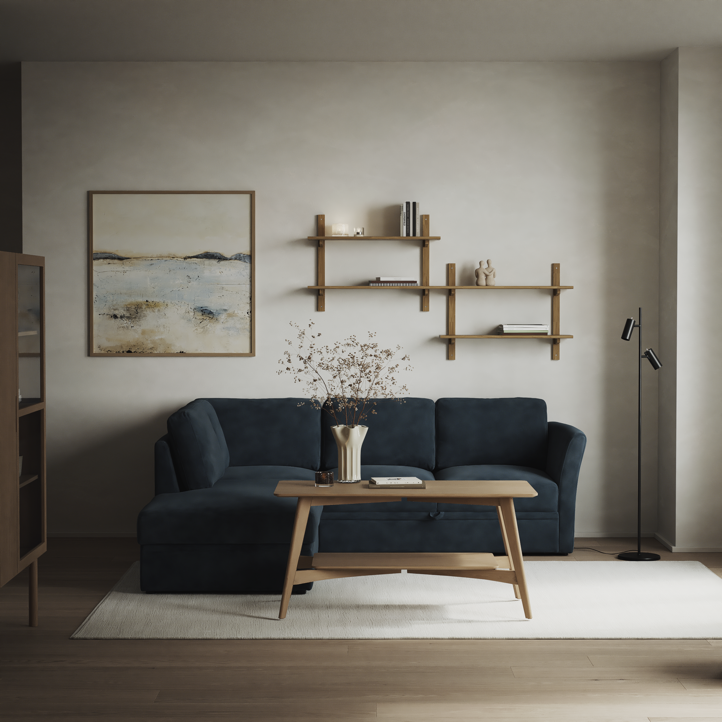 Öland, Bäddsoffa med divan vänster