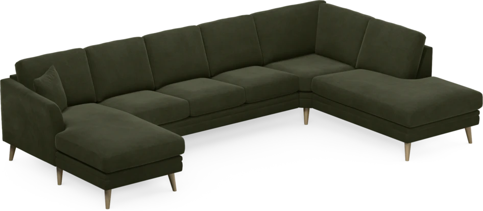 Eden - 3-sits soffa med schäslong vänster och divan höger - Grön