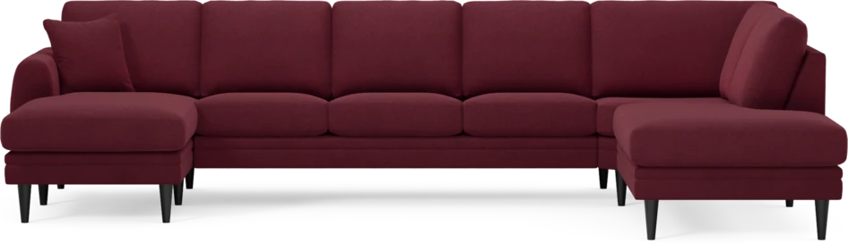 Eden - 3-sits soffa med schäslong vänster och divan höger - Röd