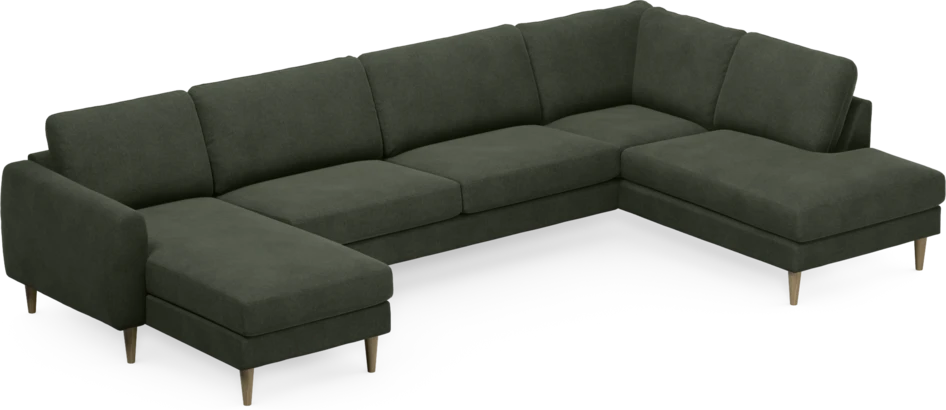 Bridge - 3-sits soffa med schäslong vänster och divan höger - Grön