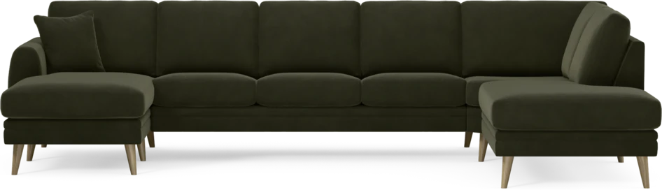 Eden - 3-sits soffa med schäslong vänster och divan höger - Grön