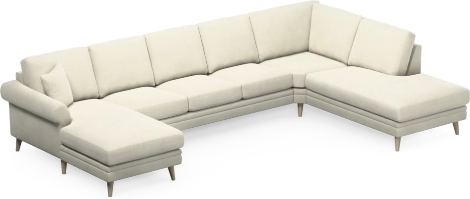 Eden - 3-sits soffa med schäslong vänster och divan höger - Vit