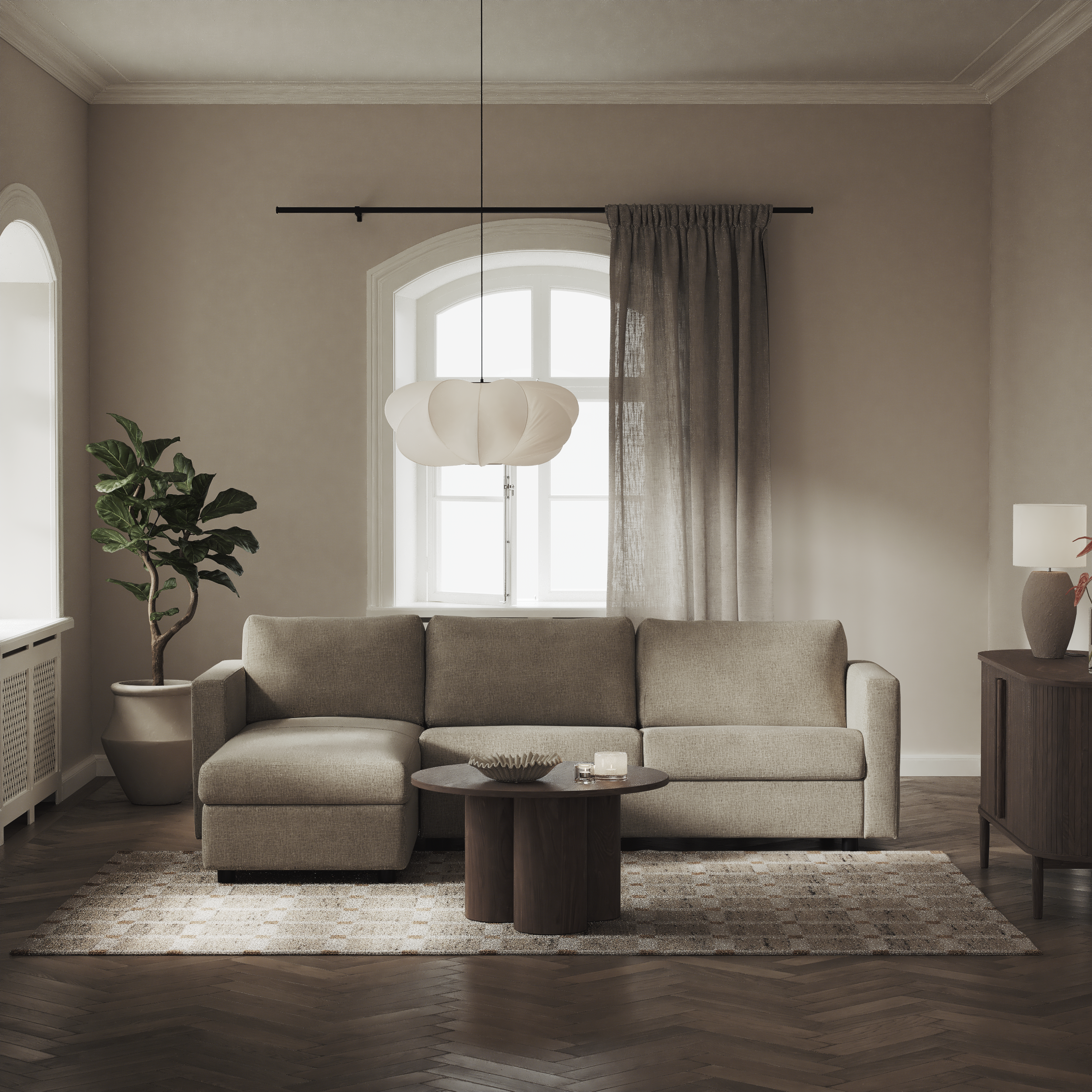 Lindö - Bäddsoffa 2,5-sits med schäslong, vändbar - inspiration
