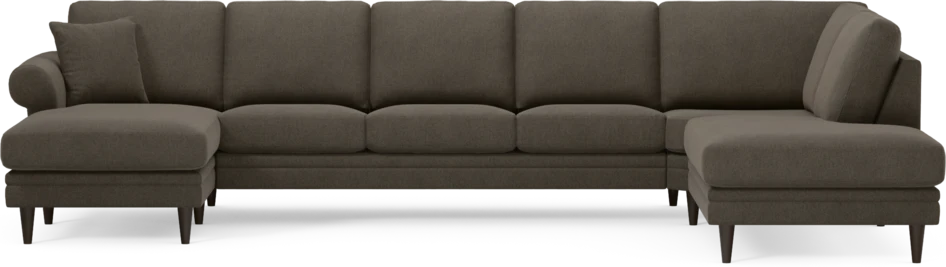 Eden - 3-sits soffa med schäslong vänster och divan höger - Brun