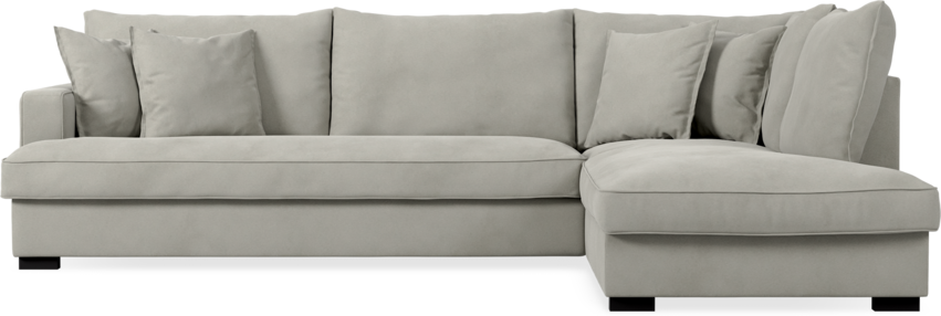 Mila - 3-sits soffa med divan höger, hel dyna - Grå