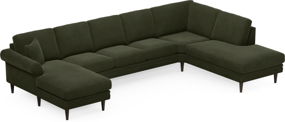 Eden - 3-sits soffa med schäslong vänster och divan höger - Grön