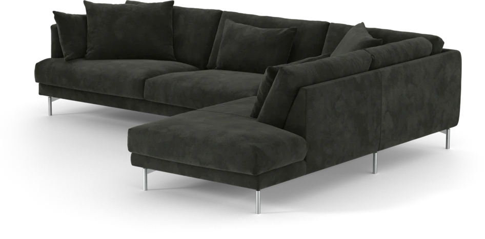 Harper - 3-sits soffa med divan höger - Svart