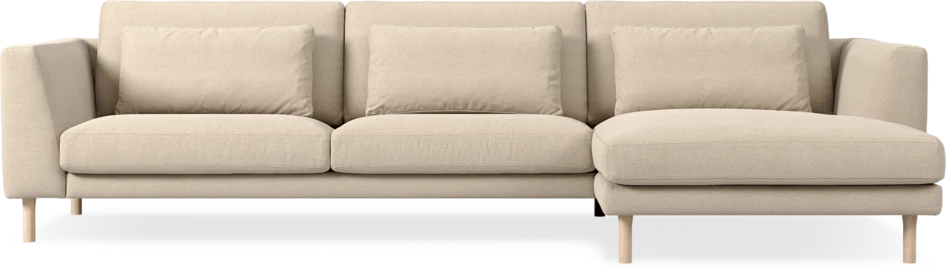 Willow - 3-sits soffa med schäslong höger, fast klädsel - Beige