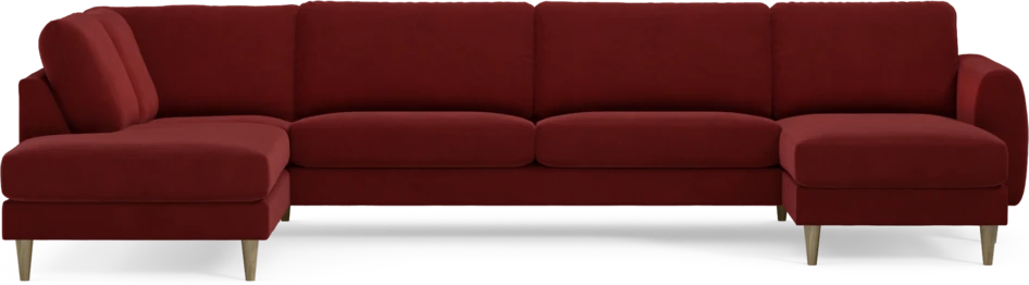 Bridge - 3-sits soffa med divan vänster och schäslong höger - Röd