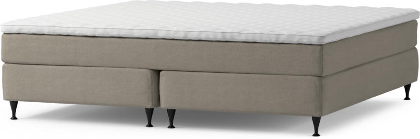 Delux Sense - Kontinentalsäng, dubbelsäng med bäddmadrass och sängben - Beige