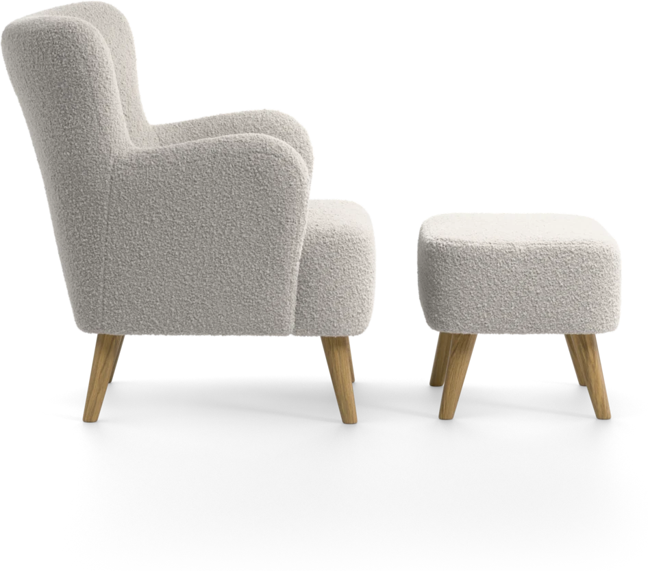 Timmy - Fåtölj med fotpall - Vit