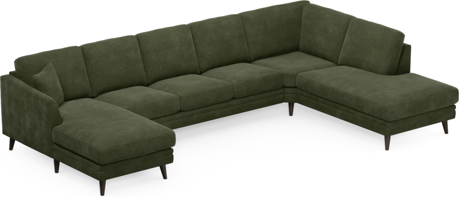 Eden - 3-sits soffa med schäslong vänster och divan höger - Grön