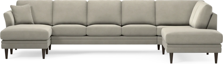 Eden - 3-sits soffa med schäslong vänster och divan höger - Brun