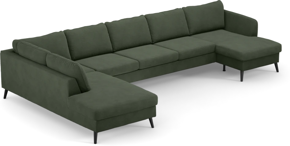 County - 4-sits soffa med divan vänster och schäslong höger - Grön