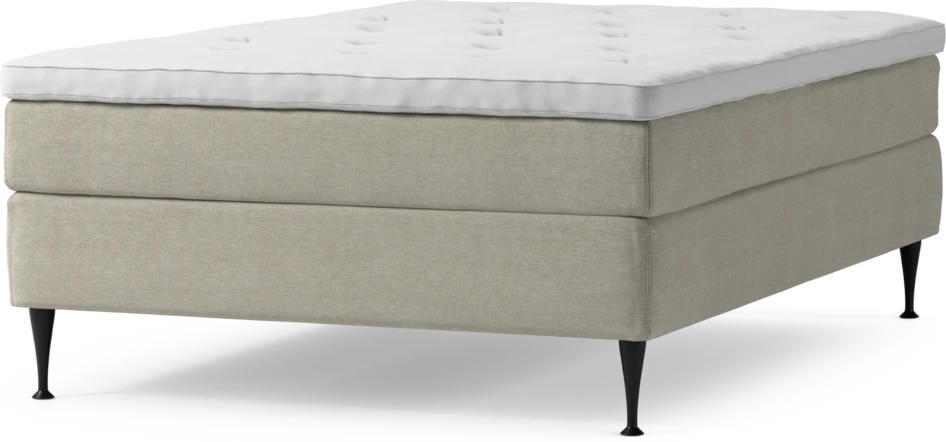 Delux Sense - Kontinentalsäng, enkelsäng 140 cm med bäddmadrass och sängben - Beige