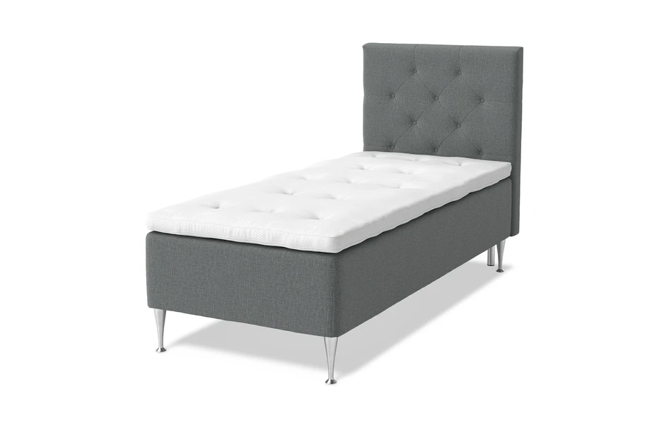 Dream Delux - Ramsäng, enkelsäng med bäddmadrass Sleep Delux vit - Grå